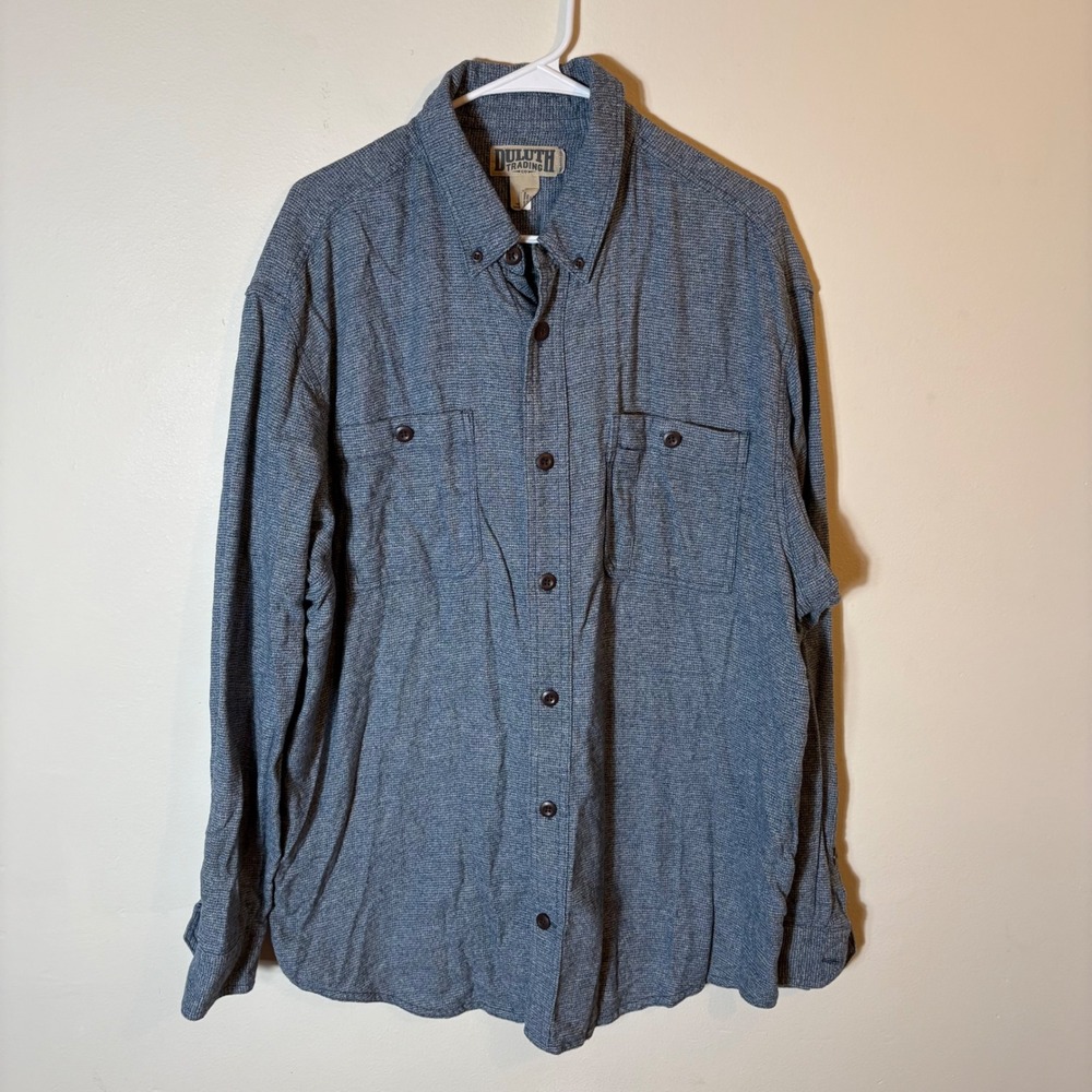 Duluth Trading Co. Mens XL Button Down Shirt Long Sleeve Blue Casual‎ Relaxed